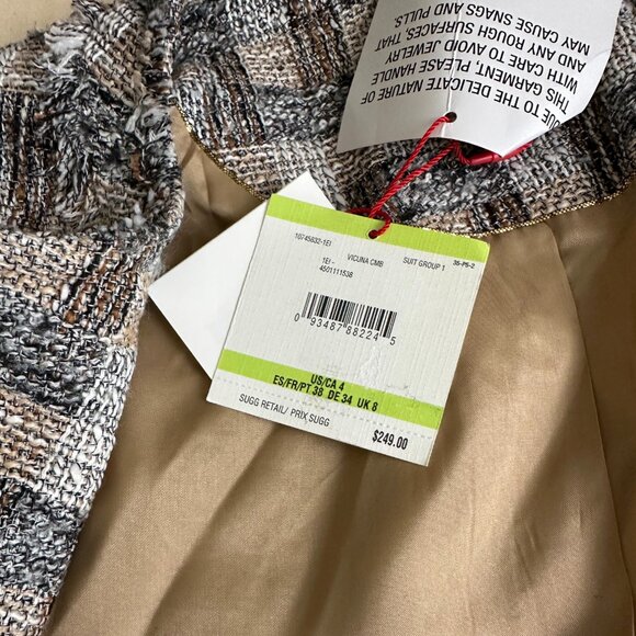 NWT Anne Klein Tweed Lined Cardigan‎ Blazer NEW Women's 4 Geometric - Picture 6 of 10